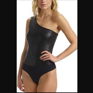 Commando Faux Leather One-Shoulder Bodysuit – Black – Size XL